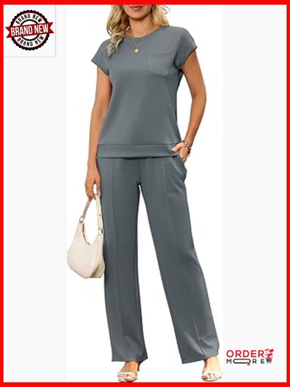 Lounge Sets for Women 2 Piece Summer Tracksuit Wide Leg Pants Travel Matching